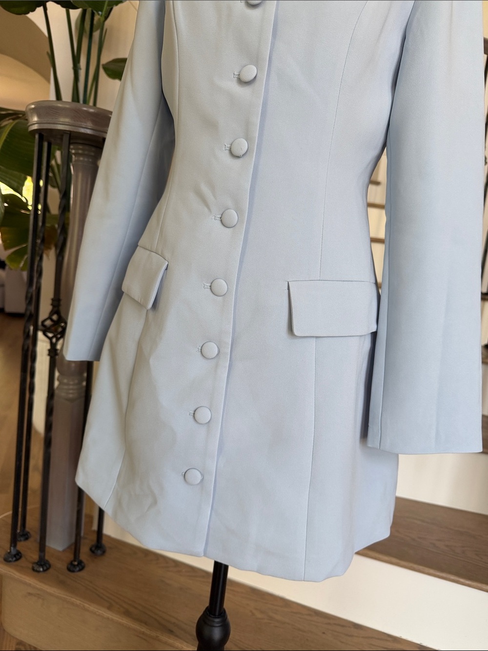 NWT Commense Light Blue Button-Front Blazer Mini Dress (Small) - Picture 3 of 7